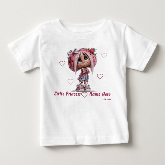 かわいいイチゴの女の子 ベビーTシャツ (正面)