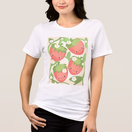 かわいいイチゴの庭園 トライブレンドＴシャツ (正面)