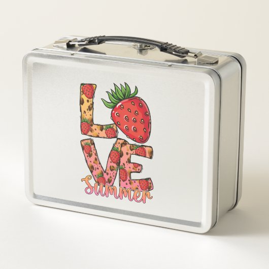 かわいいイチゴの愛の夏 |夏の雰囲気 メタルランチボックス (裏面)