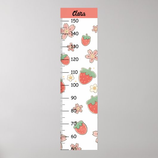 かわいいイチゴの成長チャート ポスター (正面)