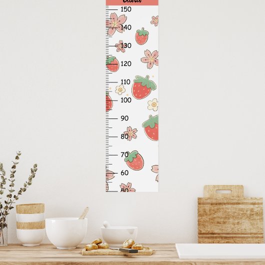 かわいいイチゴの成長チャート ポスター (キッチン)