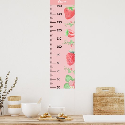 かわいいイチゴの成長チャート ポスター (キッチン)