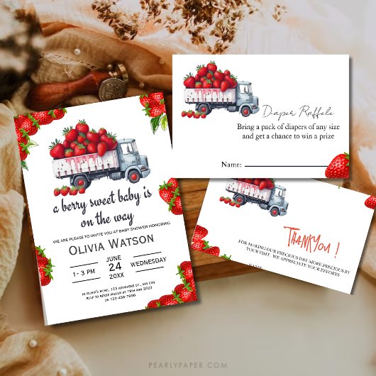 かわいいイチゴの木ベリー甘い赤ちゃんシャワー 招待状