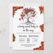 かわいいイチゴの木ベリー甘い赤ちゃんシャワー 招待状 (正面)