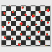 かわいいイチゴの格子模様 ラッピングペーパー (フラット)