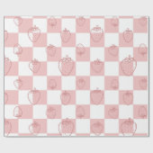 かわいいイチゴの格子模様 ラッピングペーパー (フラット)