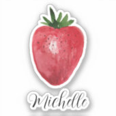 かわいいイチゴの水色パーソナライズされた シール (正面)