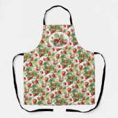 かわいいイチゴの水色 エプロン (正面)