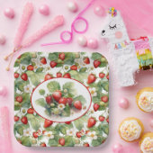 かわいいイチゴの水色 ペーパープレート (パーティー)