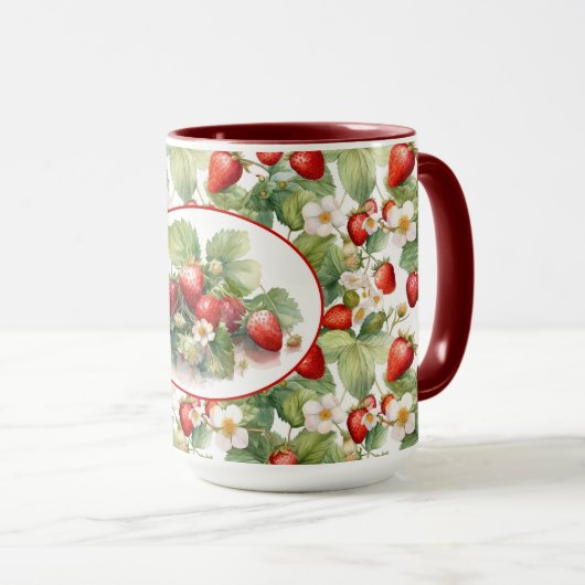 かわいいイチゴの水色 マグカップ (正面右)