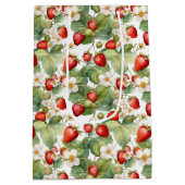 かわいいイチゴの水色 ミディアムペーパーバッグ (裏面)