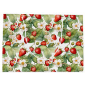 かわいいイチゴの水色 ラージペーパーバッグ (裏面)