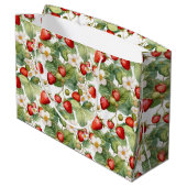 かわいいイチゴの水色 ラージペーパーバッグ (裏面アングル)