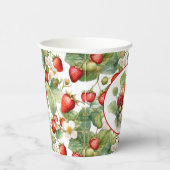 かわいいイチゴの水色 紙コップ (右)