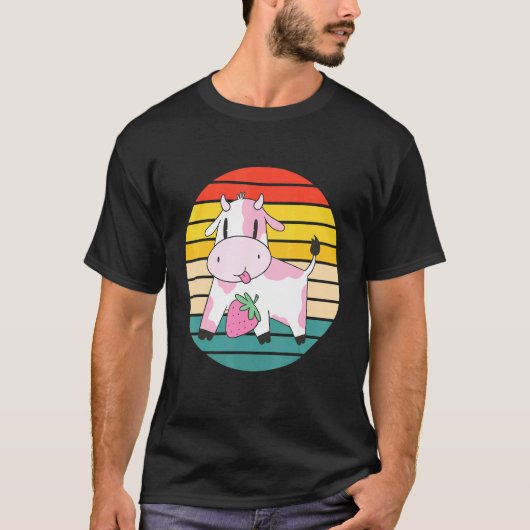 かわいいイチゴの牛 Tシャツ (正面)