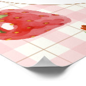 かわいいイチゴの甘いギンガムウェルカムベビーシャワー ポスター (角)