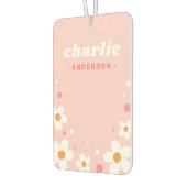 かわいいイチゴの花レトロフォント名ライトピンク カーエアーフレッシュナー (左)