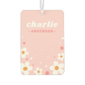 かわいいイチゴの花レトロフォント名ライトピンク カーエアーフレッシュナー (裏面)