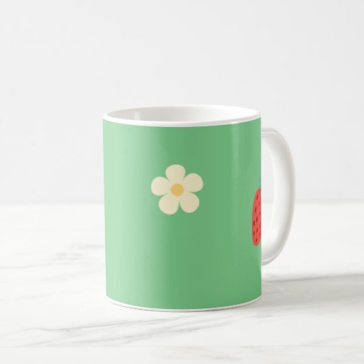 かわいいイチゴの花柄のコーヒーマグ コーヒーマグカップ (正面右)