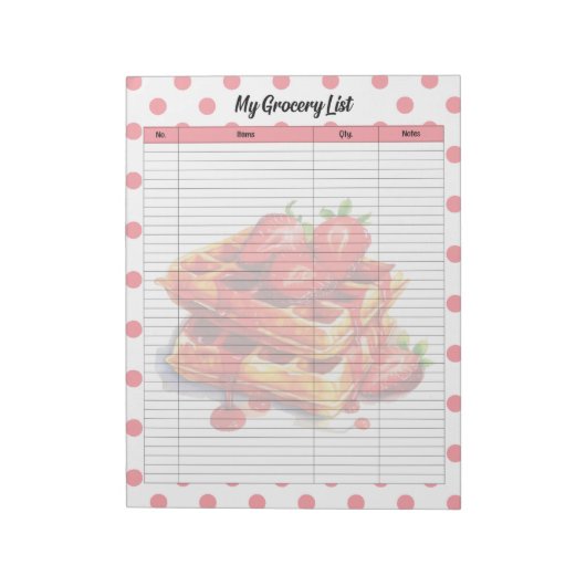 かわいいイチゴの買い物リスト ノートパッド (回転)