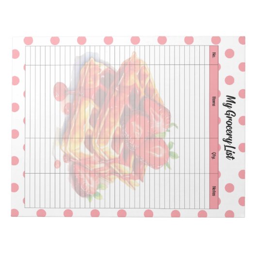 かわいいイチゴの買い物リスト ノートパッド (正面)