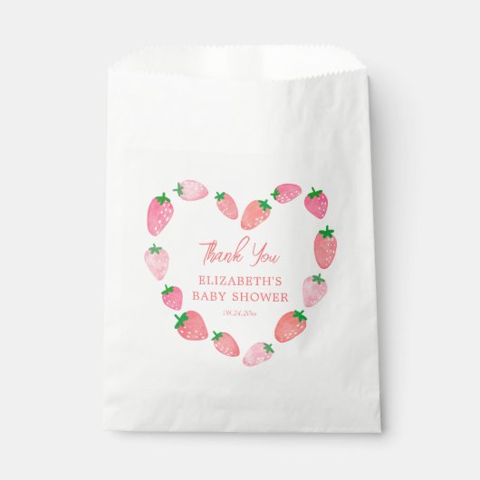 かわいいイチゴの赤ちゃんシャワーありがとう フェイバーバッグ (正面)