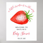 かわいいイチゴの赤ちゃんシャワー歓迎サイン ポスター (正面)