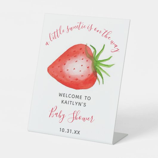 かわいいイチゴの赤ちゃんシャワー歓迎サイン 台座サイン (正面)