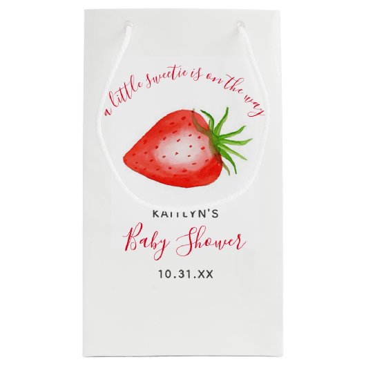 かわいいイチゴの赤ちゃんシャワー スモールペーパーバッグ (裏面)