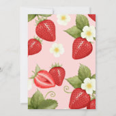 かわいいイチゴの1歳誕生日招待状 招待状 (裏面)