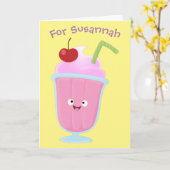 かわいいイチゴアイスクリームサンデー漫画 カード (黄色い花)