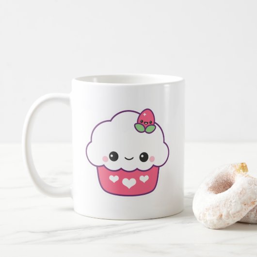 かわいいイチゴカップケーキ コーヒーマグカップ (ドーナツ)