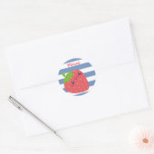 かわいいイチゴストライプ オーダーメイド ラウンドシール (封筒)