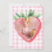 かわいいイチゴデイジーベリーファーストフォト誕生日 招待状 (裏面)