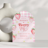 かわいいイチゴデイジーベリー1stアーチ誕生日 招待状