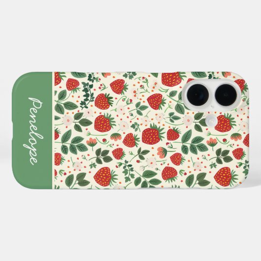 かわいいイチゴデザインと名前をカスタムする Case-Mate iPhoneケース (裏面 (横))