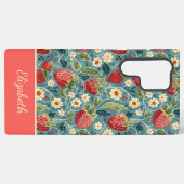 かわいいイチゴデザインと名前をカスタムする SAMSUNG GALAXYケース (裏面横)