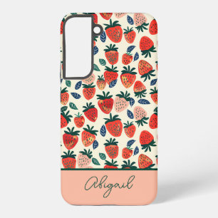 かわいいイチゴデザインと名前をカスタムする SAMSUNG GALAXY S22+ケース