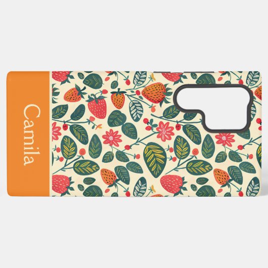 かわいいイチゴデザインと名前をカスタムする SAMSUNG GALAXYケース (裏面横)