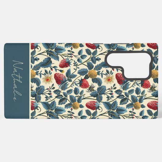 かわいいイチゴデザインと名前をカスタムする SAMSUNG GALAXYケース (裏面横)