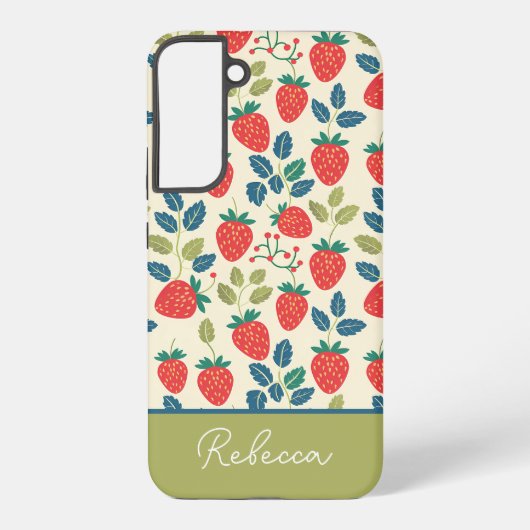 かわいいイチゴデザインと名前をカスタムする SAMSUNG GALAXYケース (裏面)