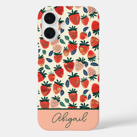かわいいイチゴデザイン + カスタムネーム入り Case-Mate iPhoneケース (裏面)