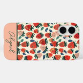 かわいいイチゴデザイン + カスタムネーム入り Case-Mate iPhoneケース (裏面 (横))