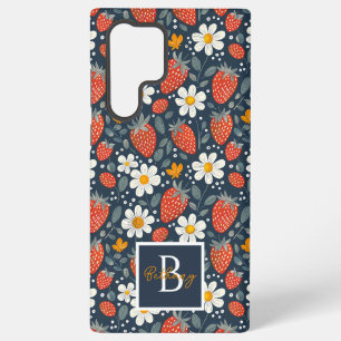かわいいイチゴデザイン + カスタムネーム SAMSUNG GALAXY S22 ULTRAケース
