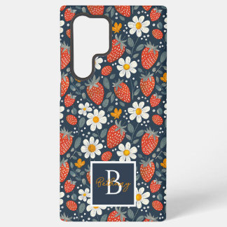 かわいいイチゴデザイン + カスタムネーム SAMSUNG GALAXY S22 ULTRAケース