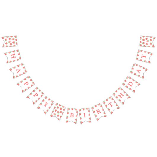 かわいいイチゴハッピーバースデーのバンティングバナー バンティングフラッグ (全)