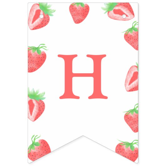 かわいいイチゴハッピーバースデーのバンティングバナー バンティングフラッグ (第2の旗)