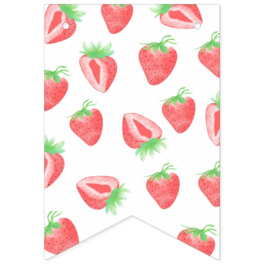 かわいいイチゴハッピーバースデーのバンティングバナー バンティングフラッグ (第1の旗)