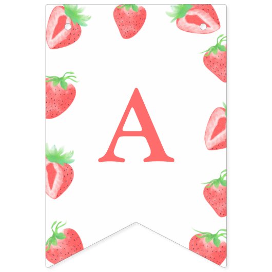 かわいいイチゴハッピーバースデーのバンティングバナー バンティングフラッグ (第3の旗)