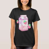 かわいいイチゴミルクのデザイン Tシャツ (正面)